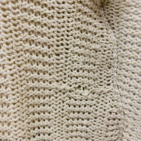 CHICO’S OS Cream Metallic Sparkle Open Knit Kimono Sweater Pullover Lagenlook - Picture 8 of 16